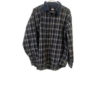 PBR Mens Multicolor Plaid Long Sleeve Button Down Bull Riding Shirt Size XL